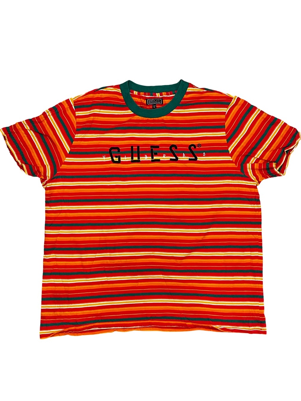 Vintage Guess x J Balvin Vibras Striped T-Shirt XXL